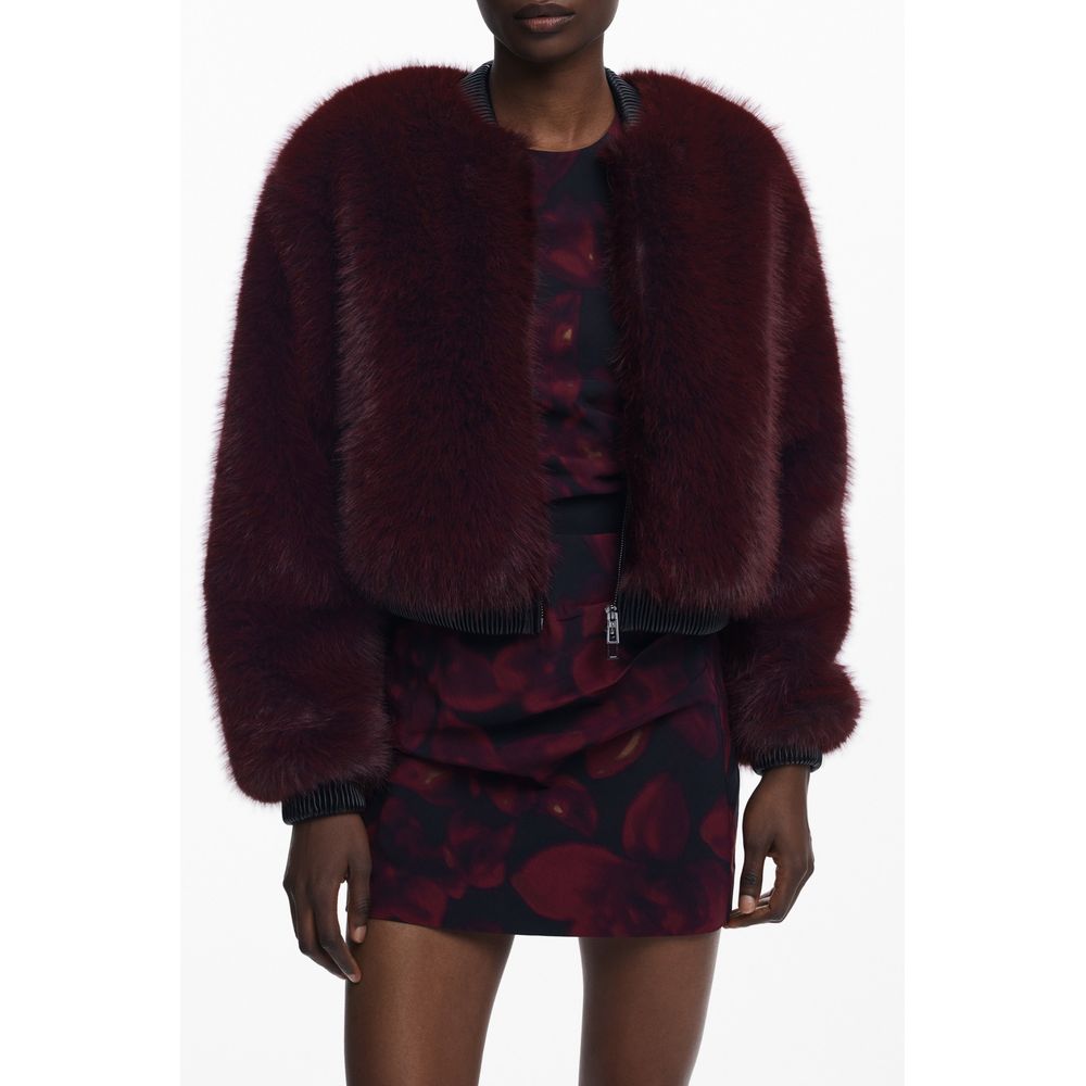 Red Polyester Women Jacket