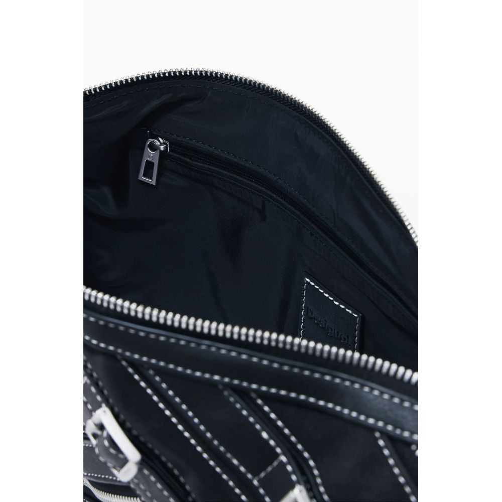 Black Polyethylene Women Handbag