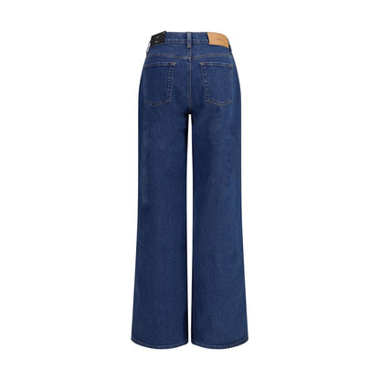 Blue Cotton High-Waisted Jean