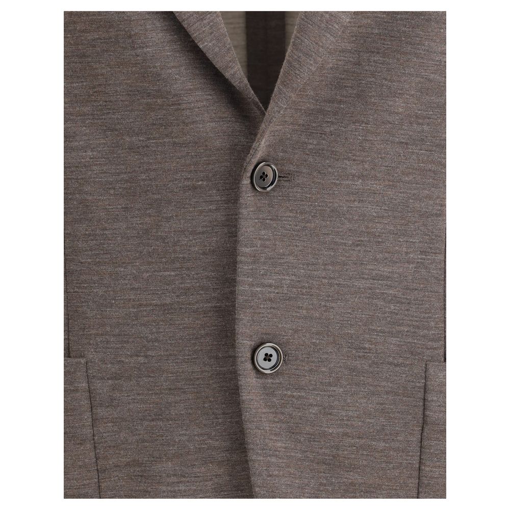 Brown Fleece Wool Blazer