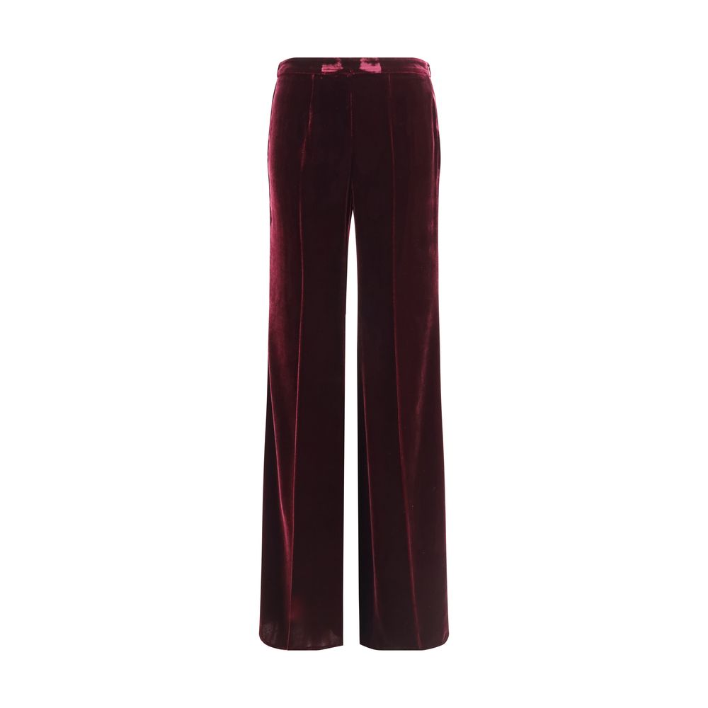 Bordeaux Viscose Flared Pants