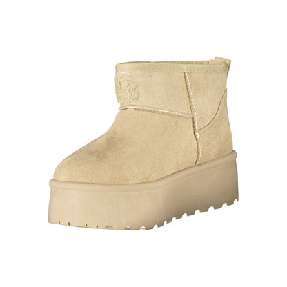 Beige Polyester Women Boot