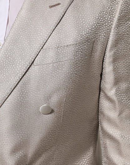 Beige MARTINI Double-Breasted Suit Blazer
