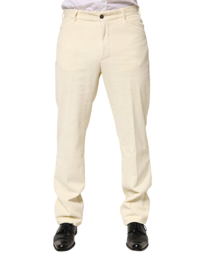 Beige Corduroy Cotton Straight Men Trouser Pants
