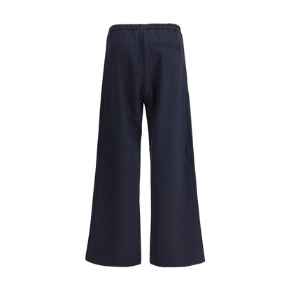 Blue Cotton Casual Pants