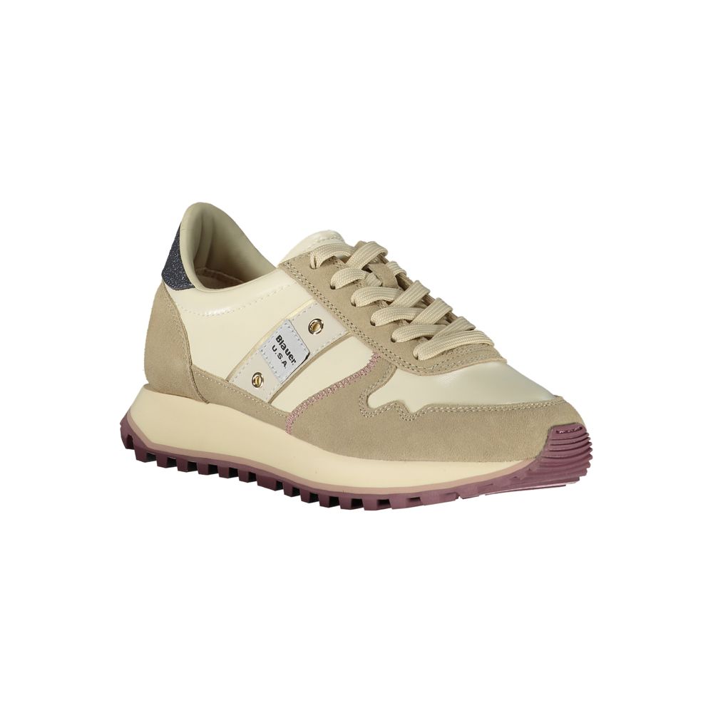 Beige Leather Women Sneaker
