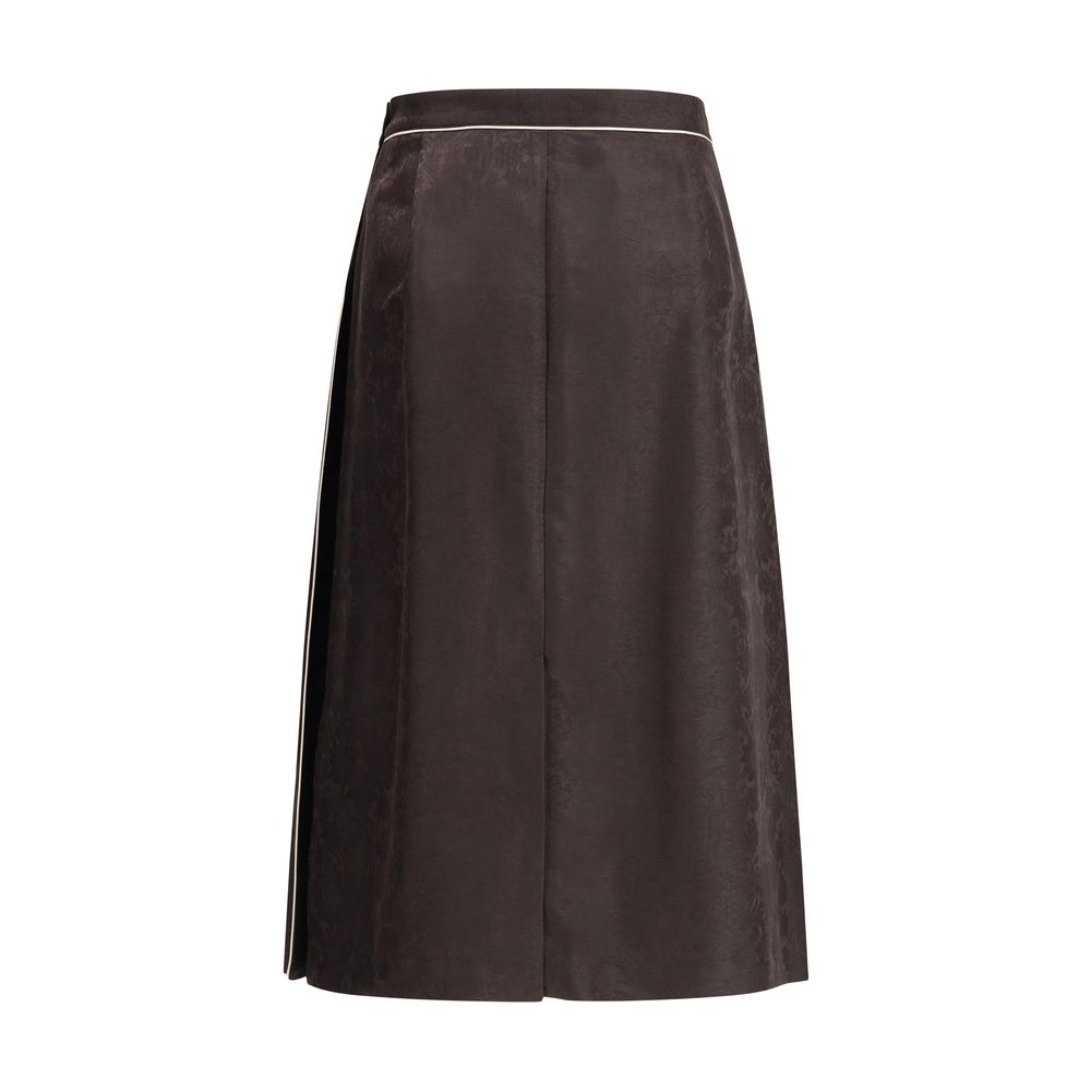 Brown Silk Midi Skirt