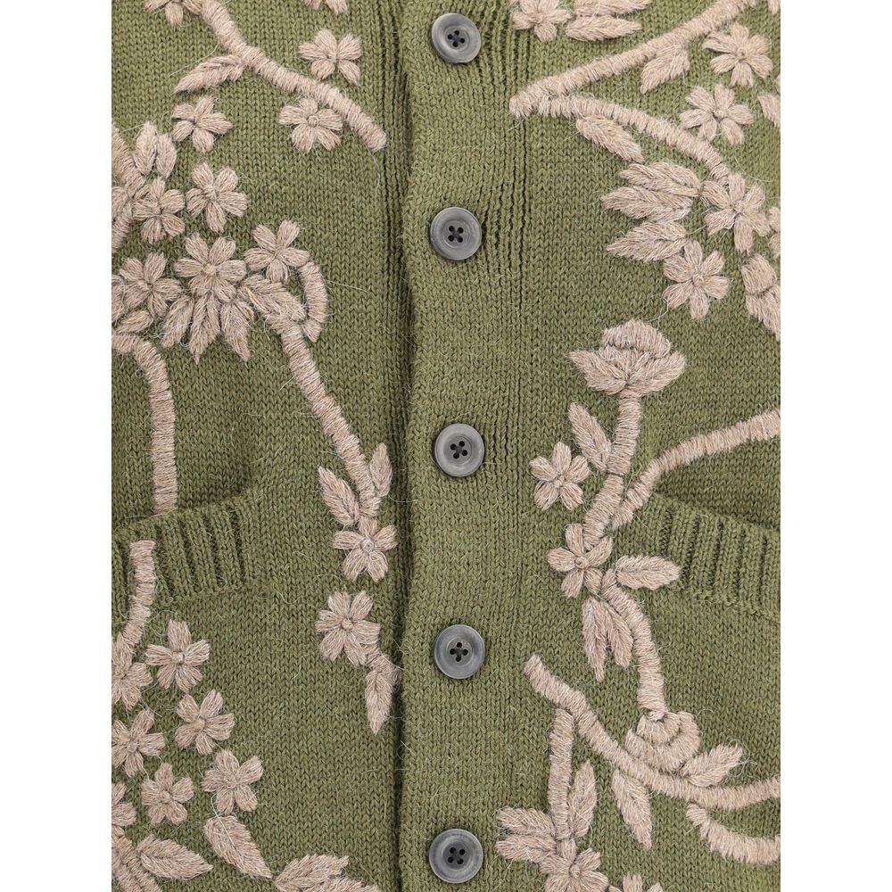 Green Alpaca Vicugna Pacos Cardigan