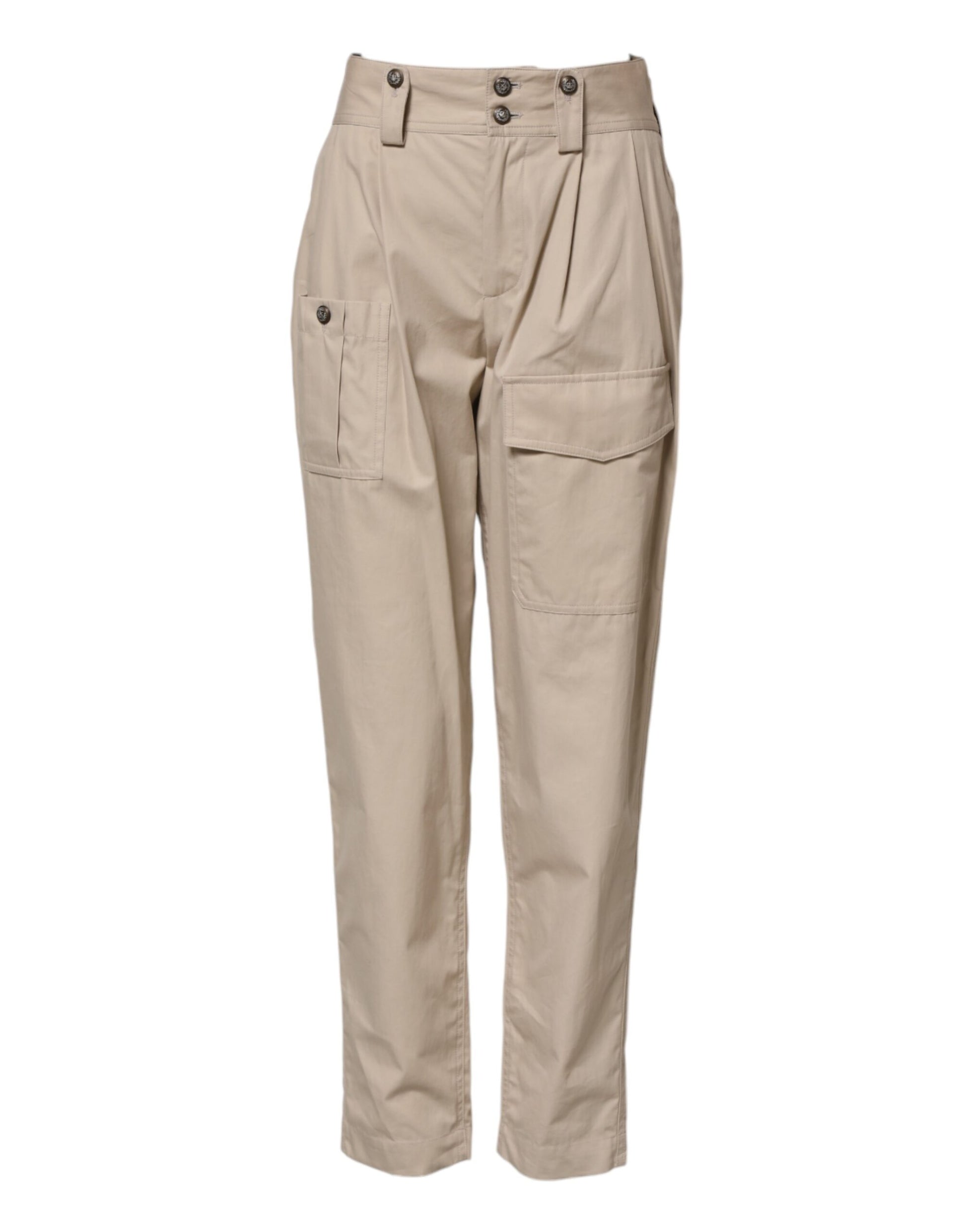 Beige Cotton Tapered Cargo Men Trouser Pants
