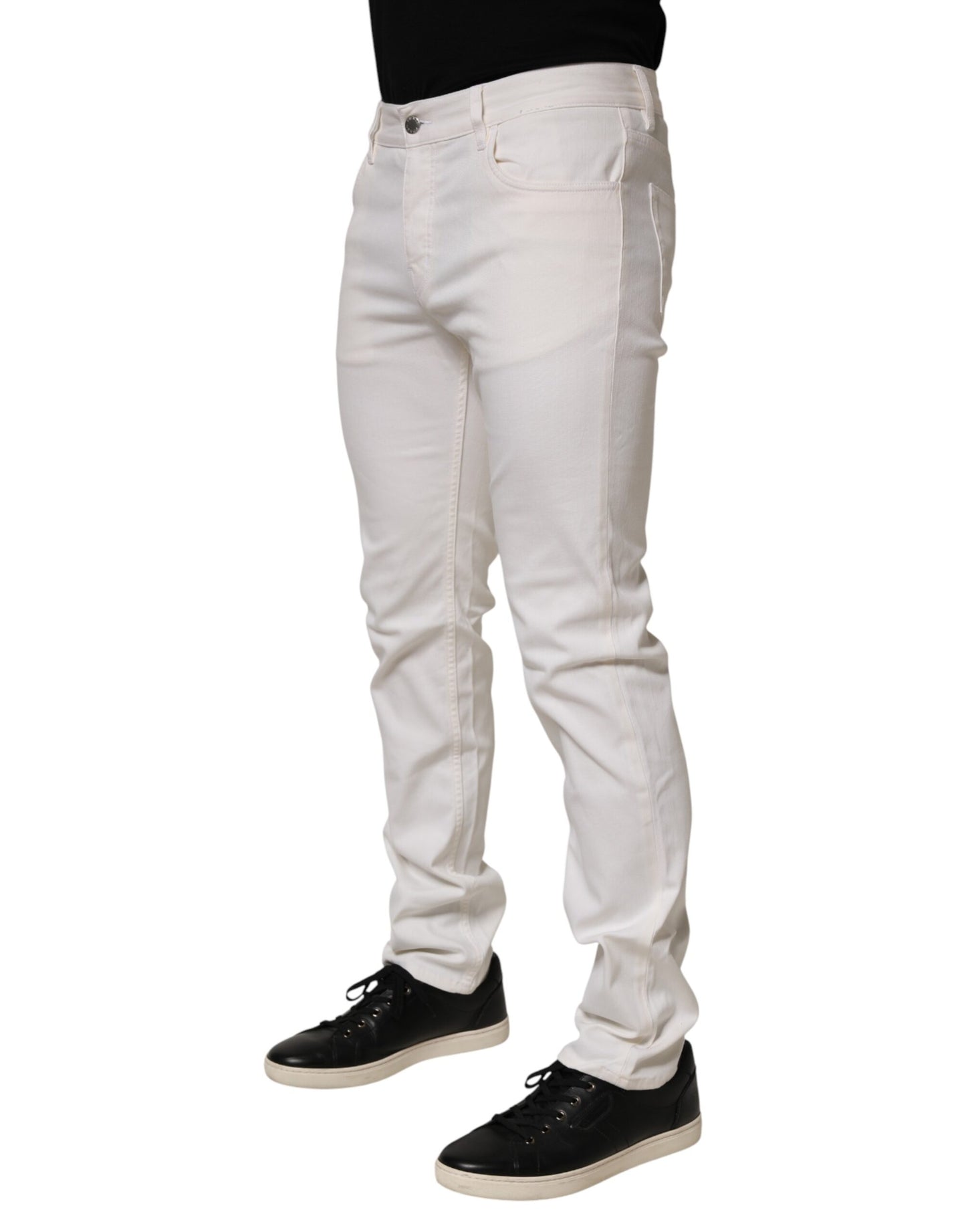 White Mid Waist Skinny Fit Denim Casual Trouser Jeans