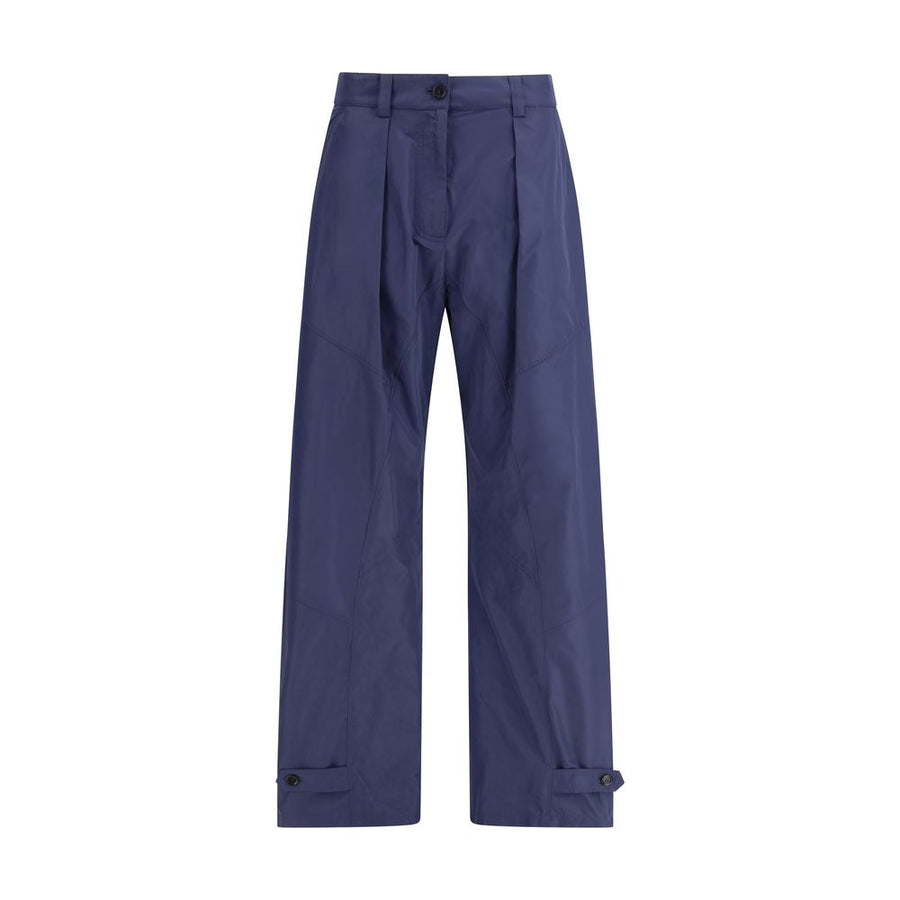 Blue Polyester Casual Pants