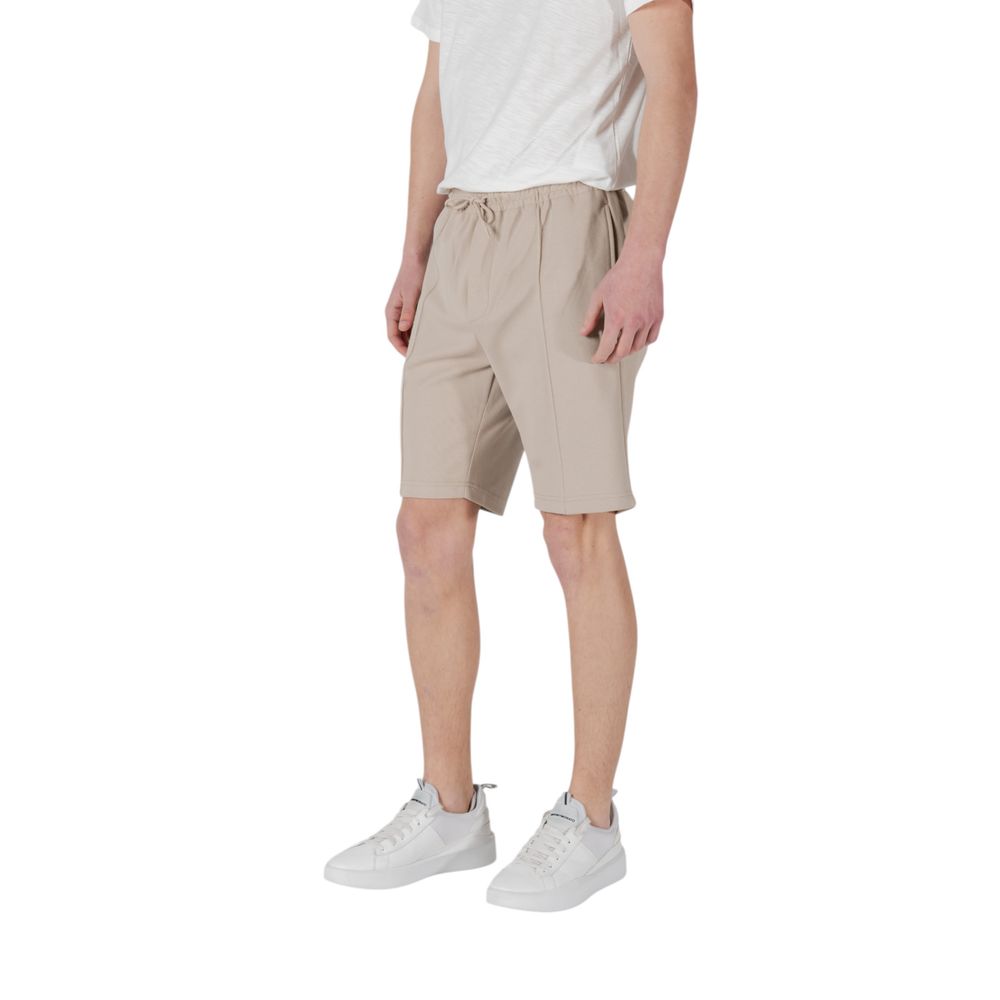 Beige Polyester Bermuda Shorts
