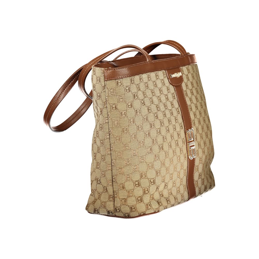 Beige Polyester Women Handbag