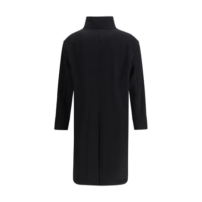 Black Fleece Wool Coat
