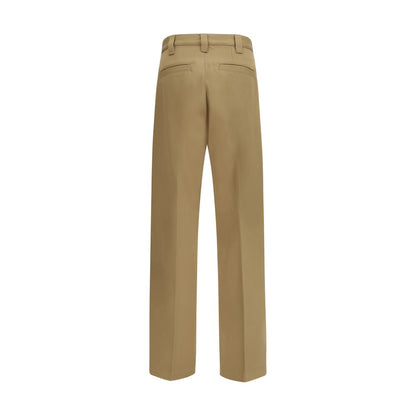 Beige Cotton Casual Pants