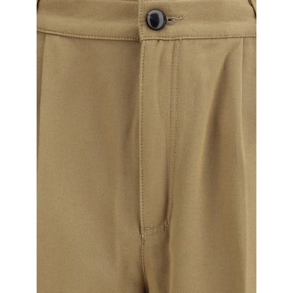 Beige Cotton Casual Pants