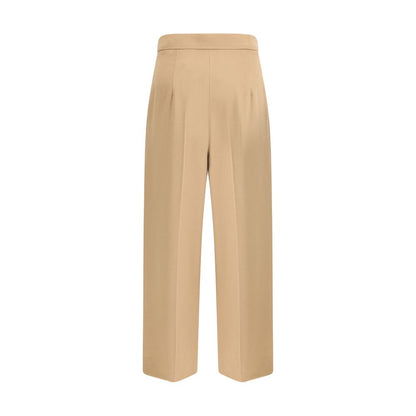 Beige Fleece Wool Casual Pants