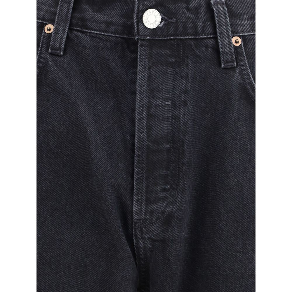 Black Cotton Straight-Leg Jeans