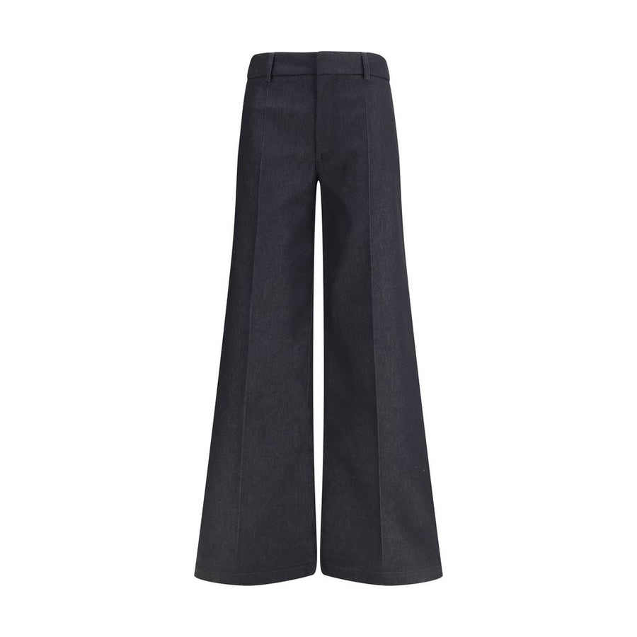 Black Polyester Flared Pants