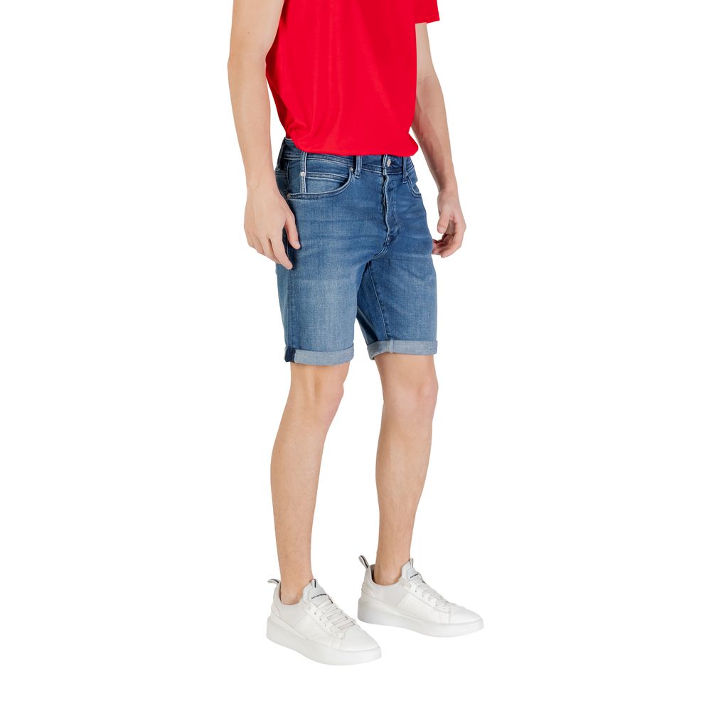 Blue Cotton Bermuda Shorts