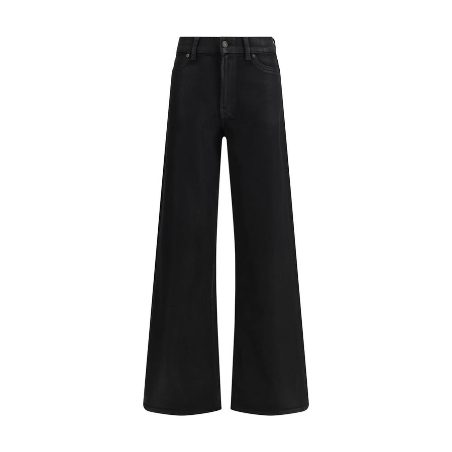 Black Cotton Flared Jeans
