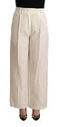 Off White Cotton High Waist Straight Women Trouser