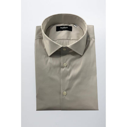 Beige Cotton Men Shirt