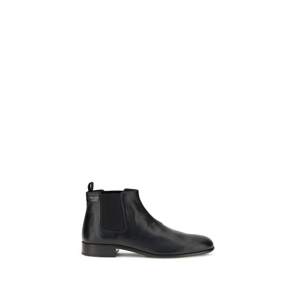 Black Calf Leather Bos Taurus Ankle Boots
