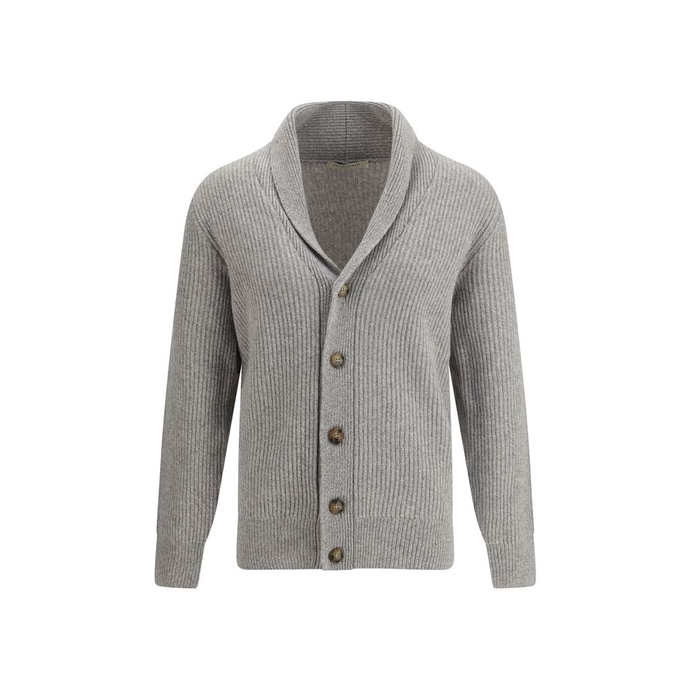Gray Fleece Wool Cardigan
