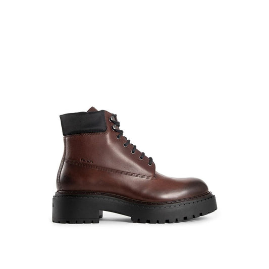 Brown Calfskin Lace-Up Boots