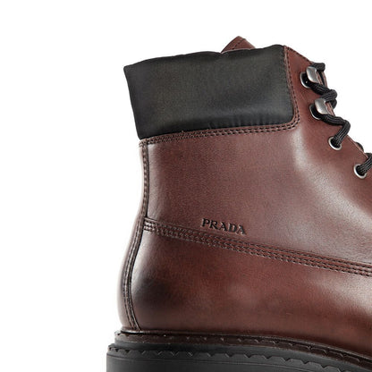 Brown Calfskin Lace-Up Boots