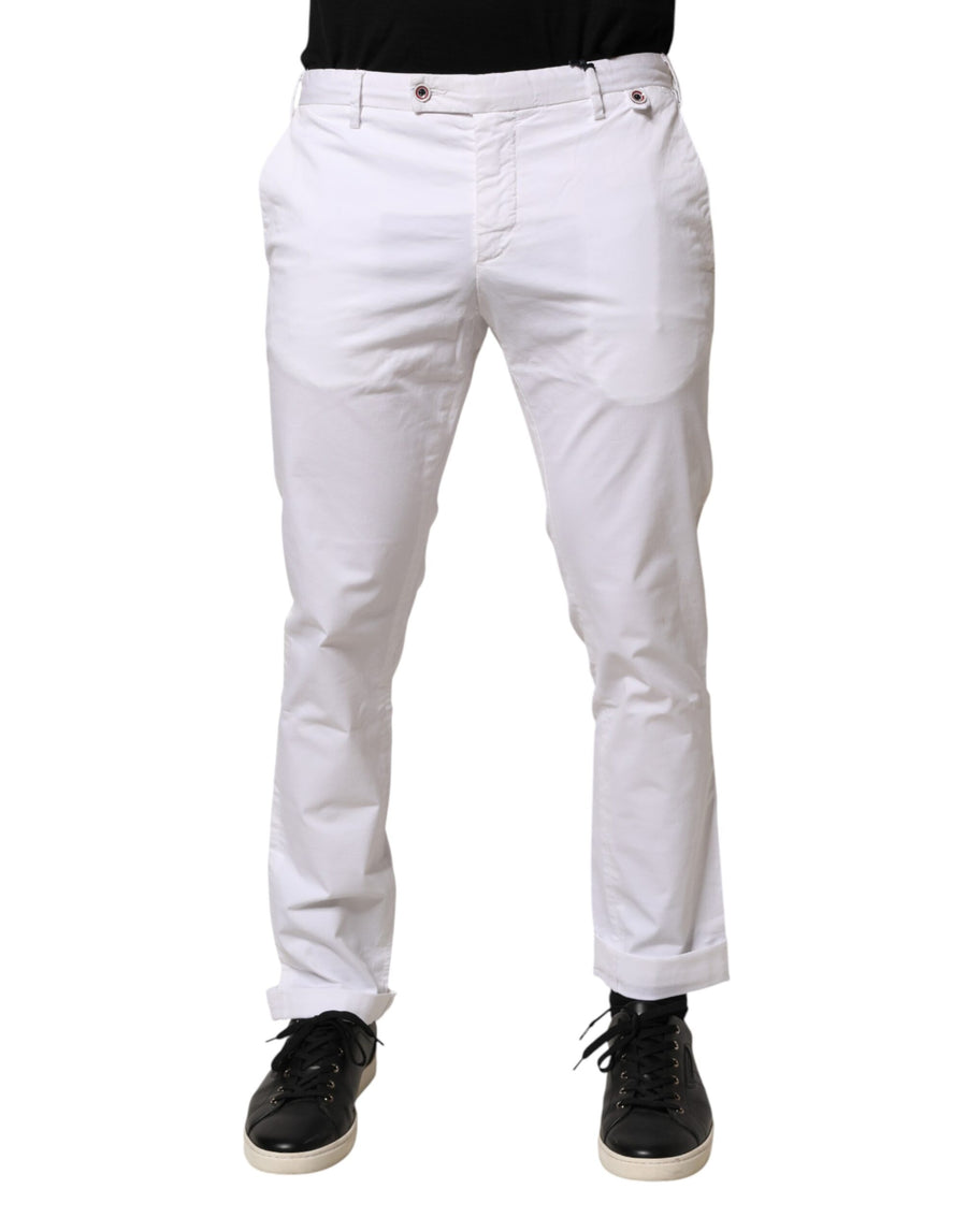 White Cotton Skinny Fit Mid Waist Denim Trouser Jeans
