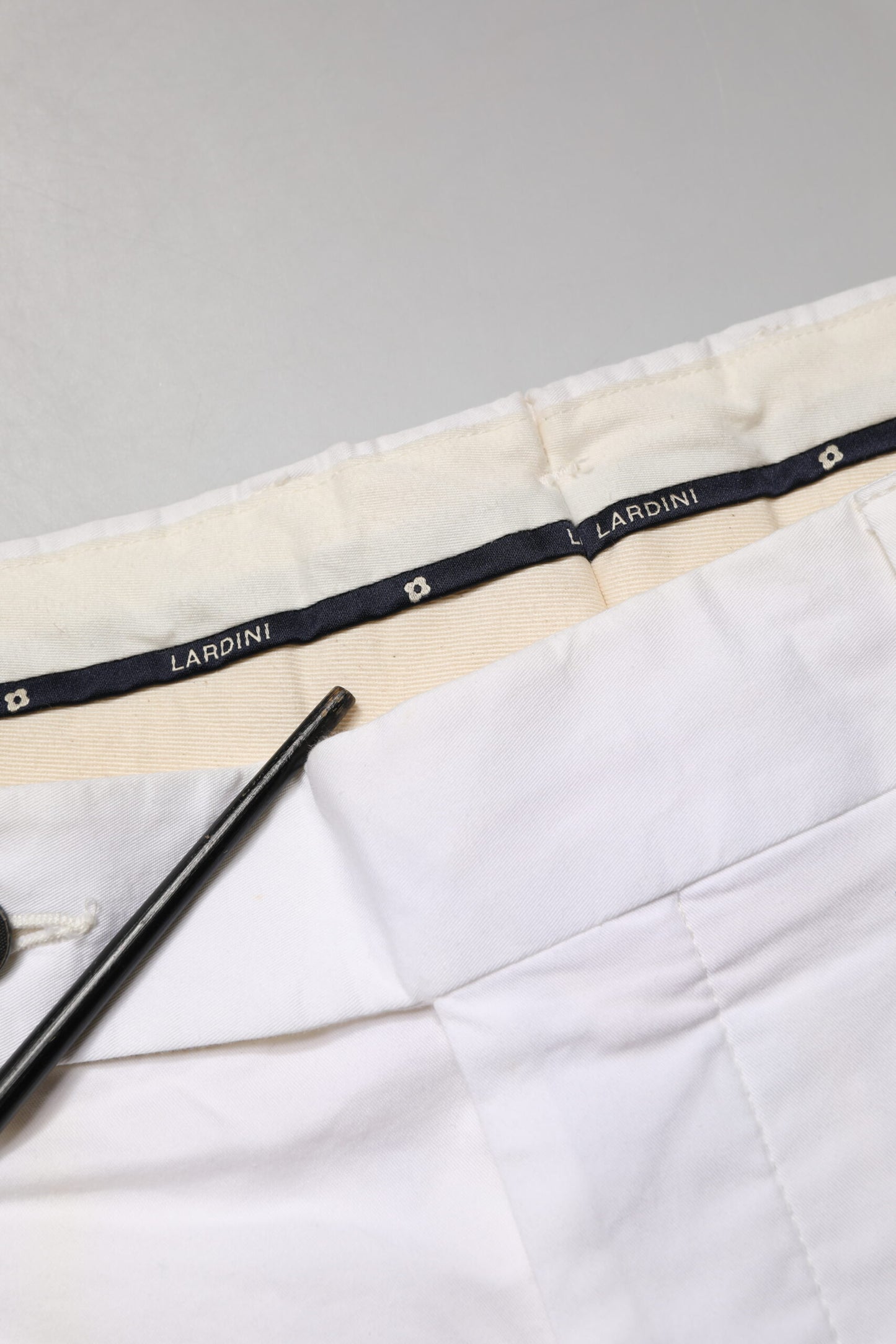 White Cotton Stretch Tapered Mid Waist Chino Pants