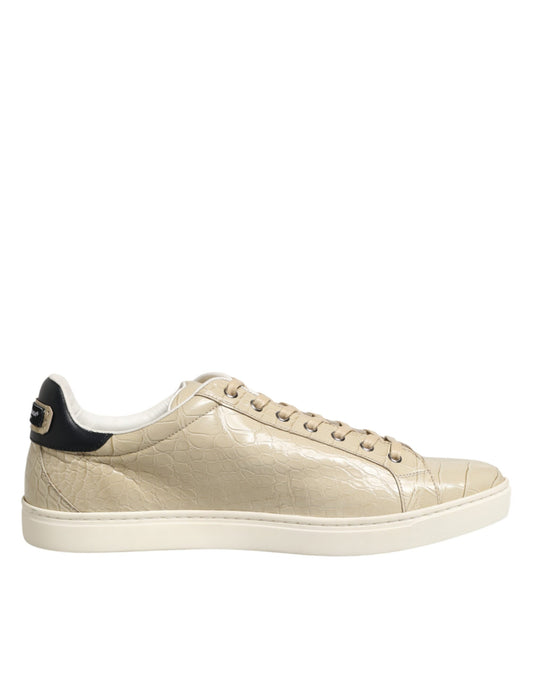 Beige London Low Top Leather Sneakers Shoes