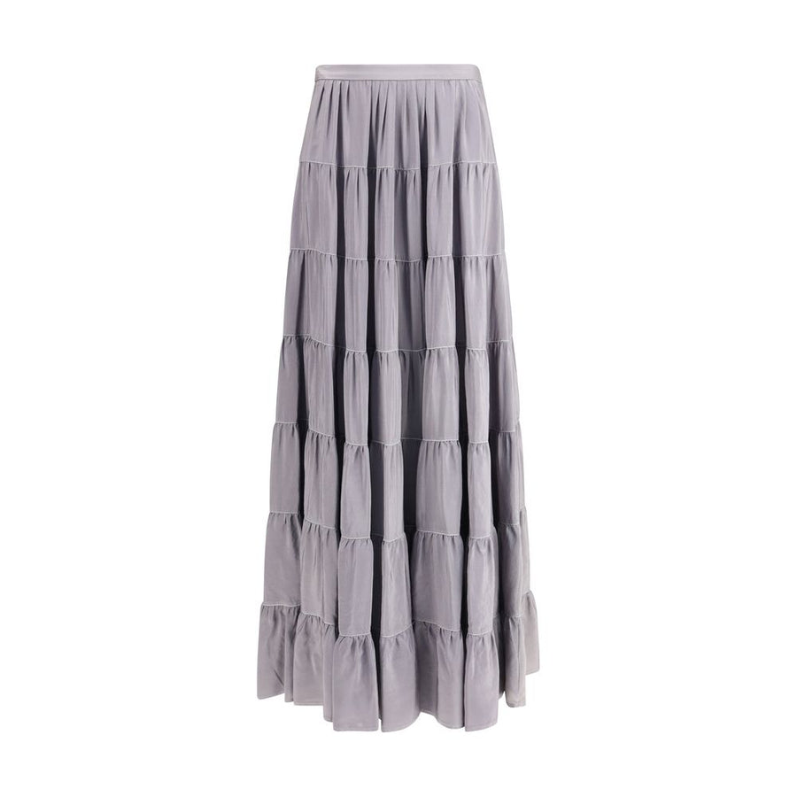 Gray Silk Long Skirt