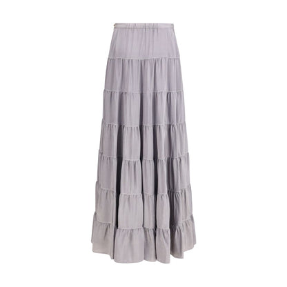 Gray Silk Long Skirt