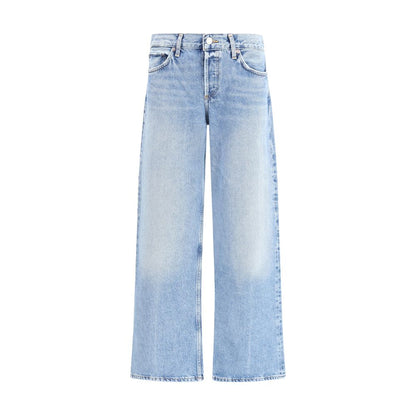 Blue Cotton Straight-Leg Jeans