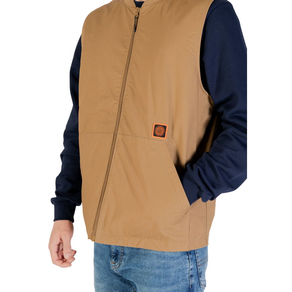 Beige Cotton Sleveless Jacket