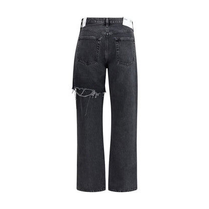 Black Recycled Cotton Straight-Leg Jeans