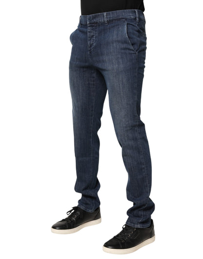 Dark Blue Mid Waist Skinny Fit Men Denim Trouser Jeans