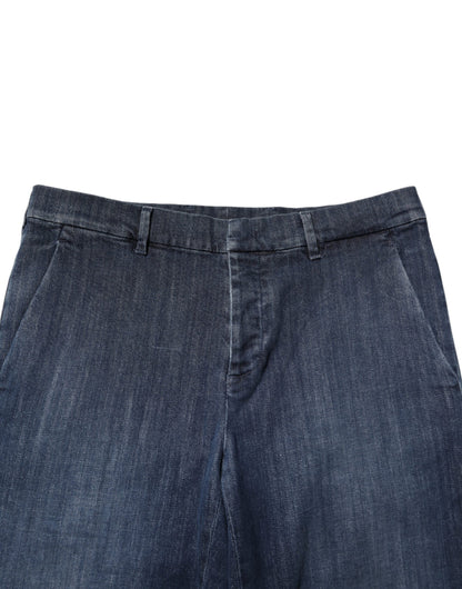 Dark Blue Mid Waist Skinny Fit Men Denim Trouser Jeans