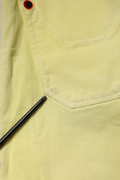 Yellow Mid Waist Straight Fit Men Denim Trouser Jeans