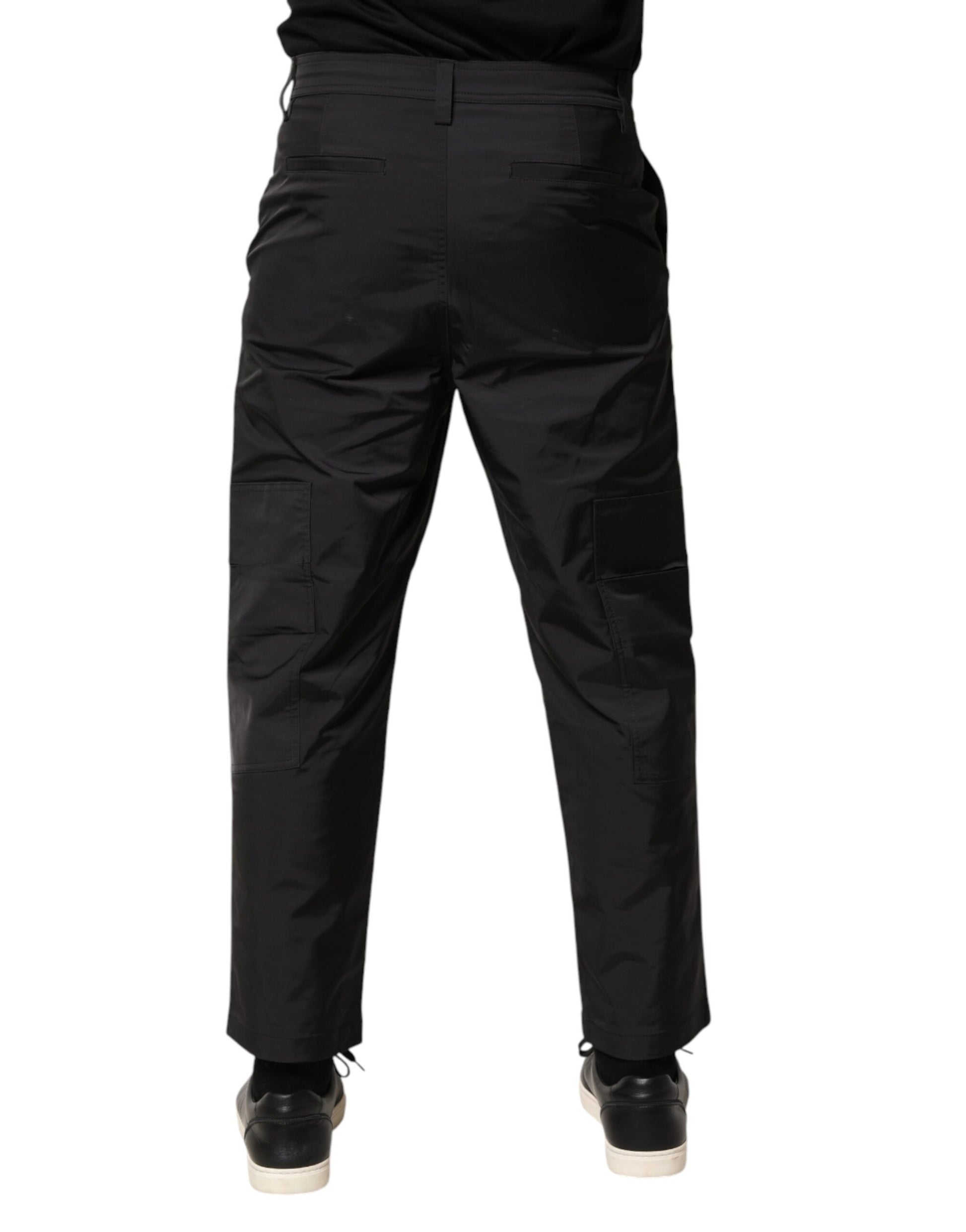 Black Mid Waist Men Tapered Dress Trouser Pants