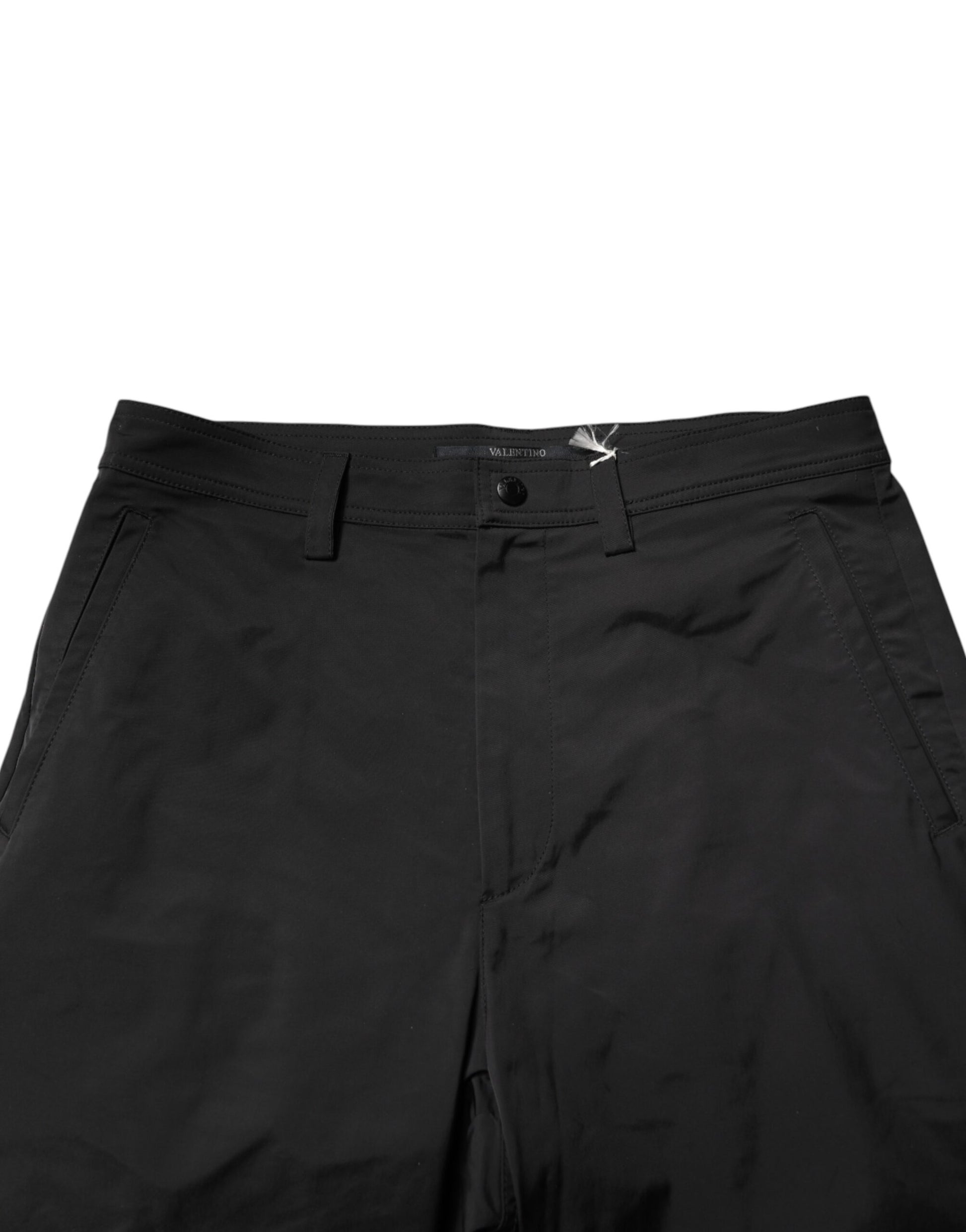 Black Mid Waist Men Tapered Dress Trouser Pants