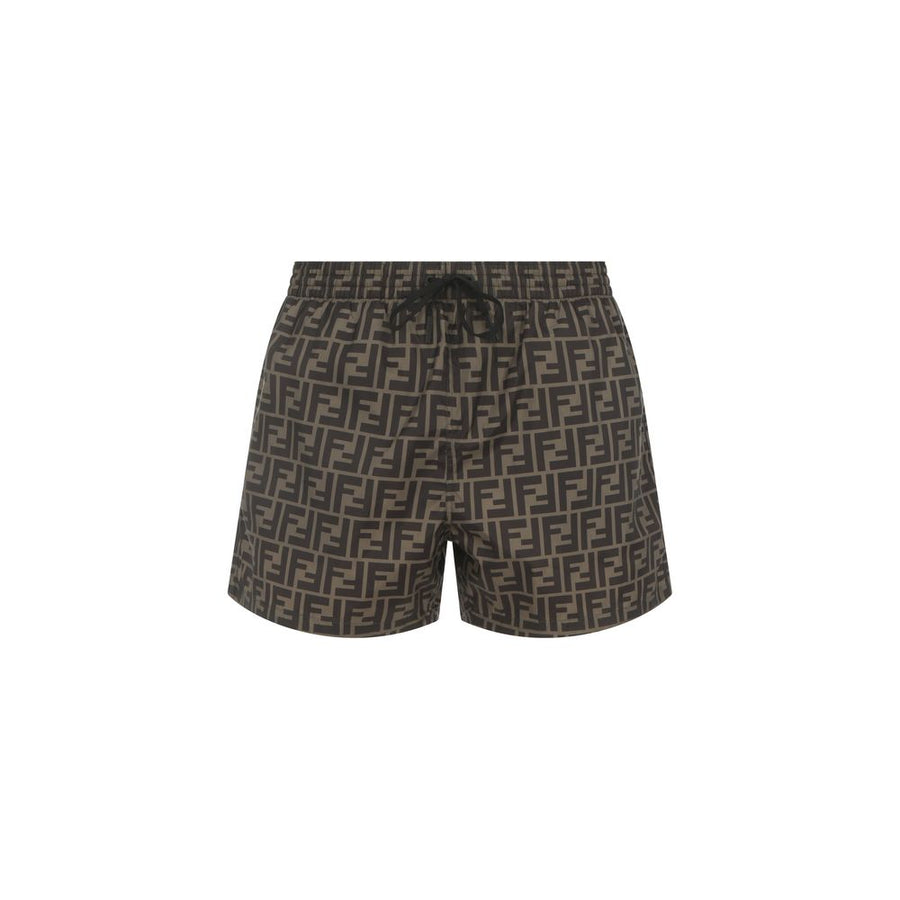 Brown Polyester Swim Shorts