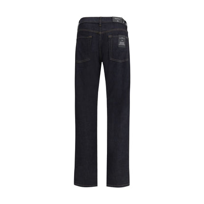 Blue Cotton Straight-Leg Jeans