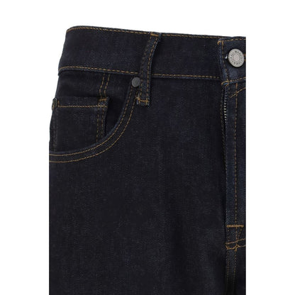 Blue Cotton Straight-Leg Jeans